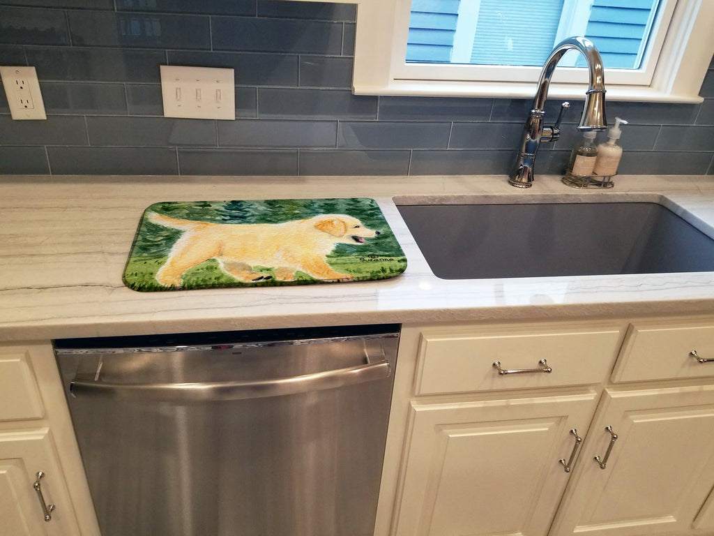 Golden Retriever Dish Drying Mat Absorbent Dish Drying Mat Pad for Kitchen Counter Dish Drainer Mat for Countertop, 14 x 21", Multicolor