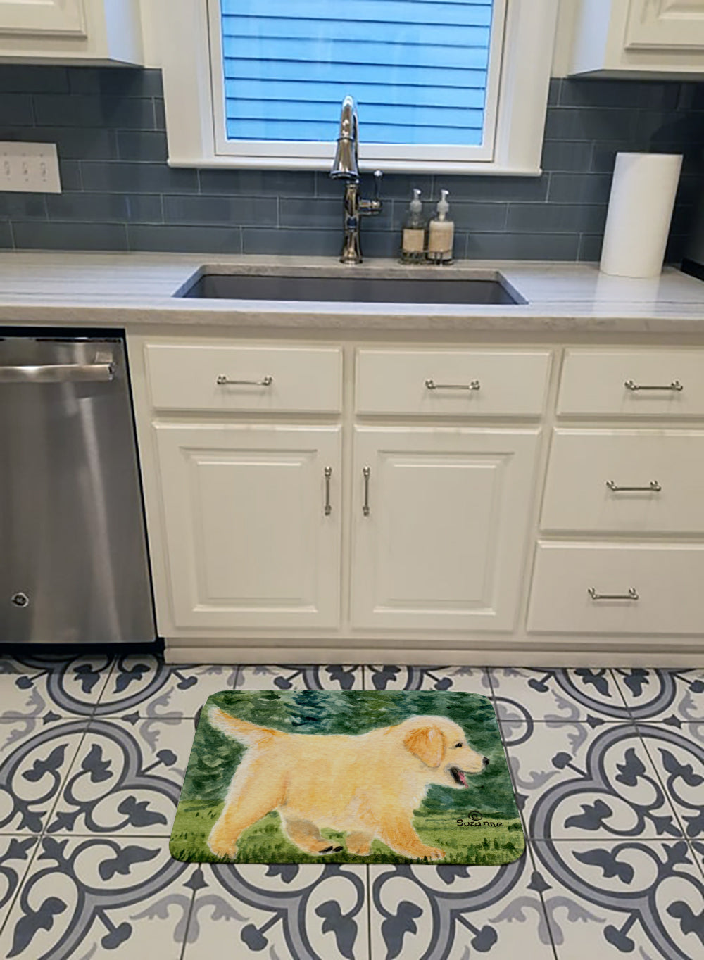 Golden Retriever Memory Foam Kitchen Mat Machine Washable Anti-Fatigue Cushion Comfort Bath or Kitchen Rug