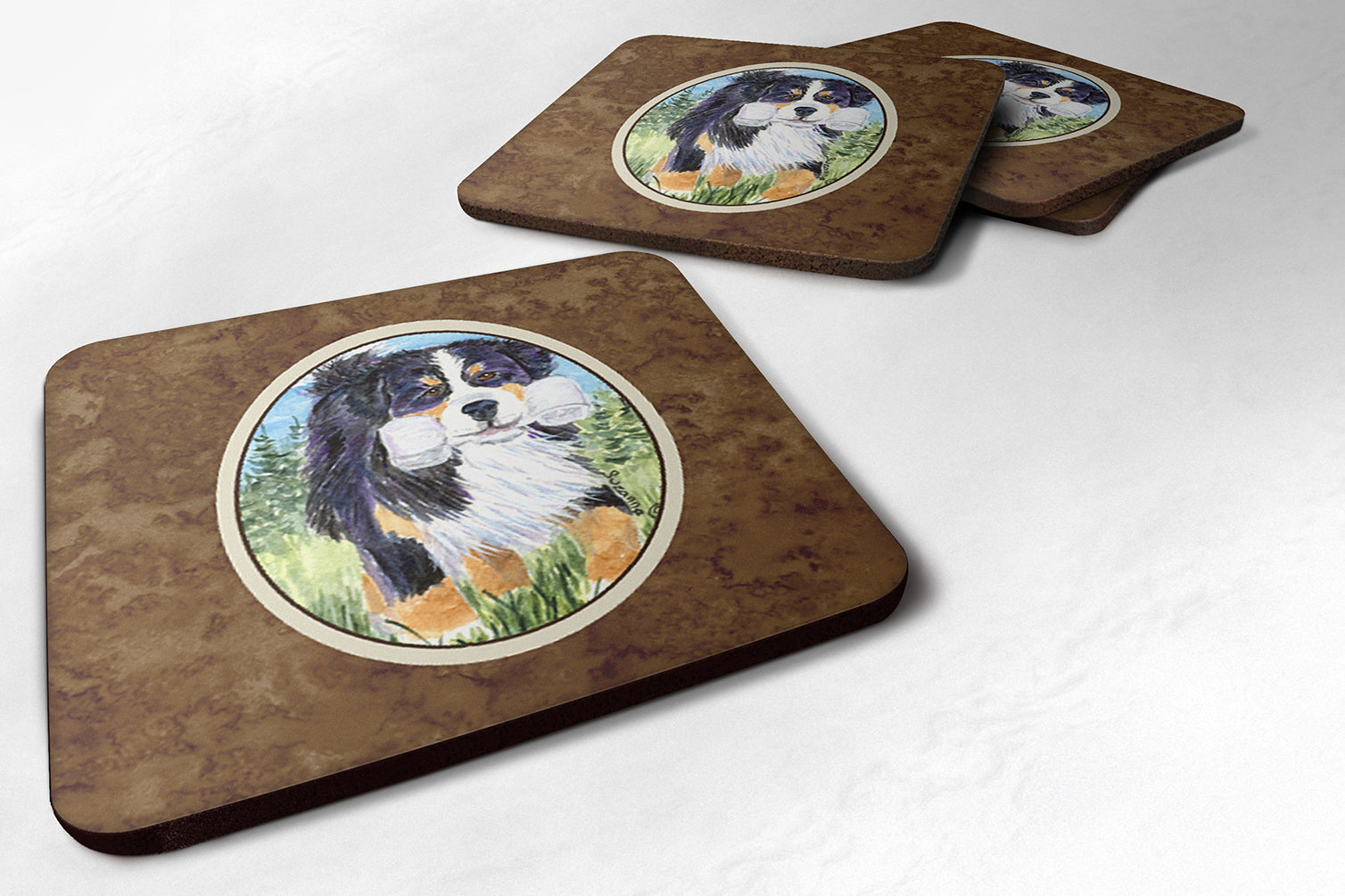 Bernese Mountain Dog Foam Coasters Set of 4 Cup Coasters for Indoor Outdoor, Tabletop Protection, Anti Slip, Mouse pad Material