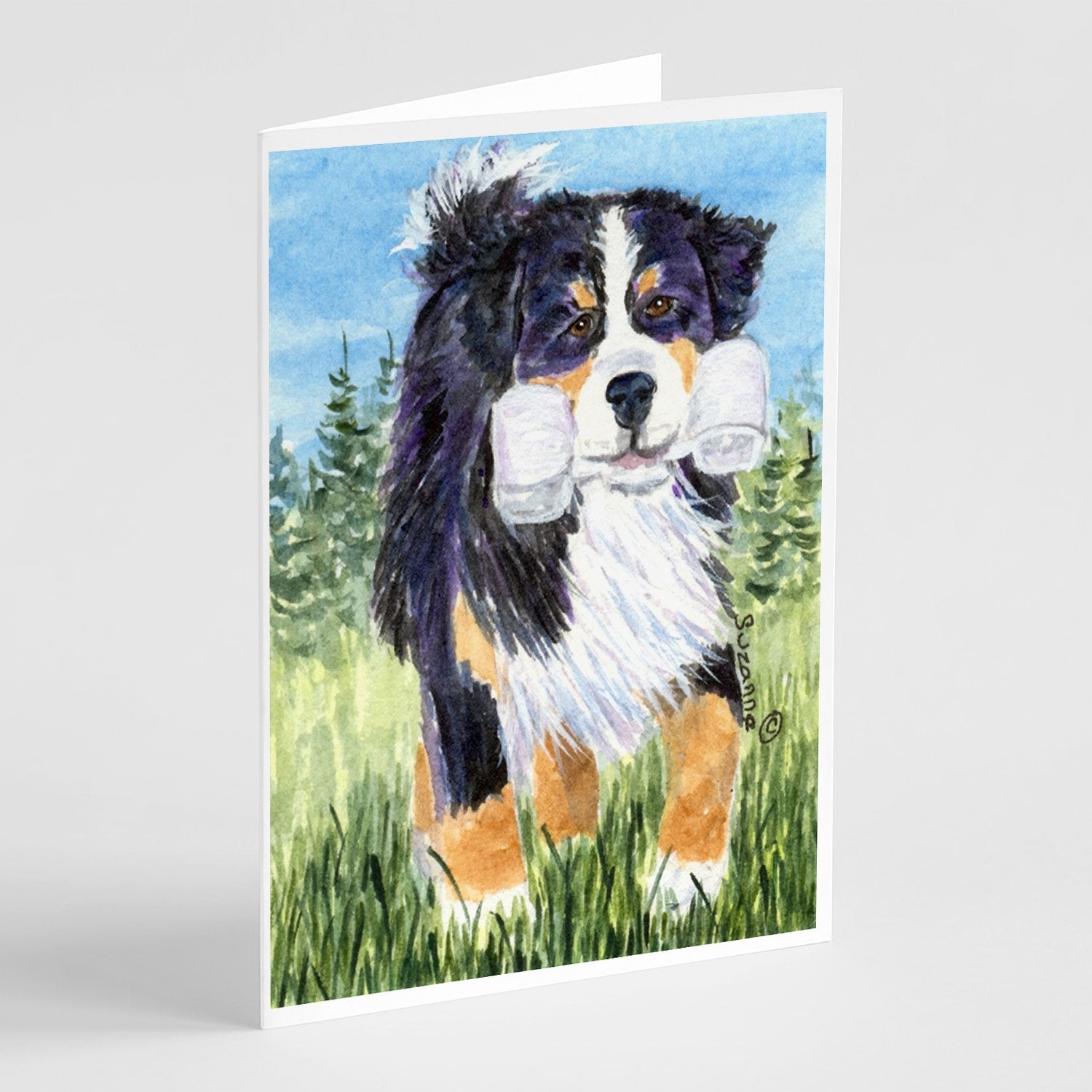Bernese Mountain Dog Greeting Cards Pack of 8 Blank Cards with Envelopes Whimsical A7 Size 5x7