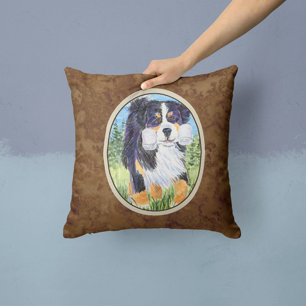 Bernese Mountain Dog Decorative Throw Pillow 14x14 Indoor Outdoor Accent Cushion, Fabric Cover with Insert for Sofa, Bed, Porch & Living Room