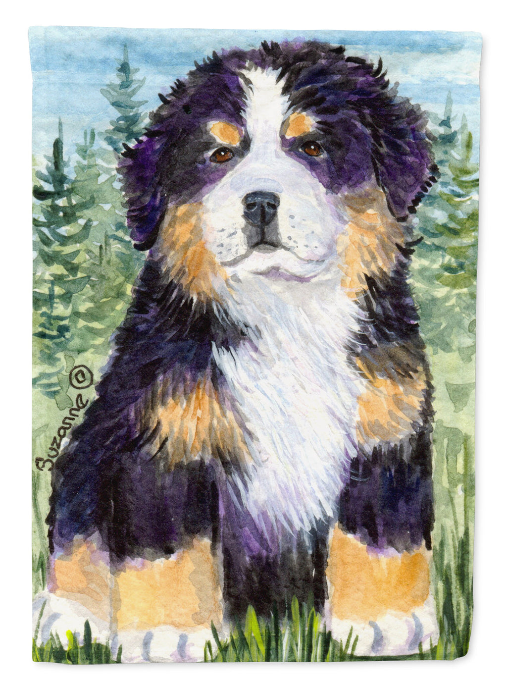 Bernese Mountain Dog House Flag 28x40 Porch Sleeve Pole Decorative Outside Yard Banner Artwork Wall Hanging, Polyester