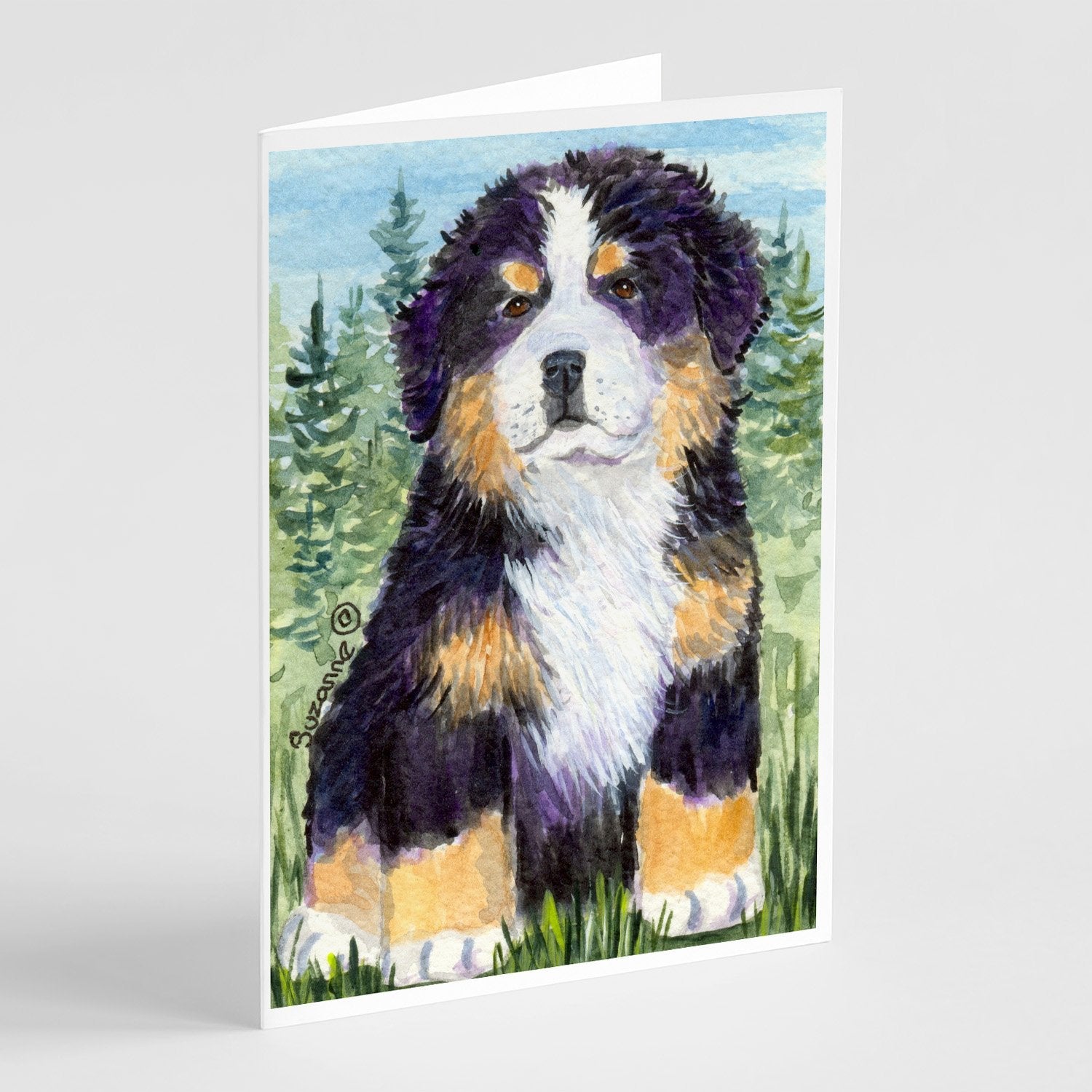 Bernese Mountain Dog Greeting Cards Pack of 8 Blank Cards with Envelopes Whimsical A7 Size 5x7
