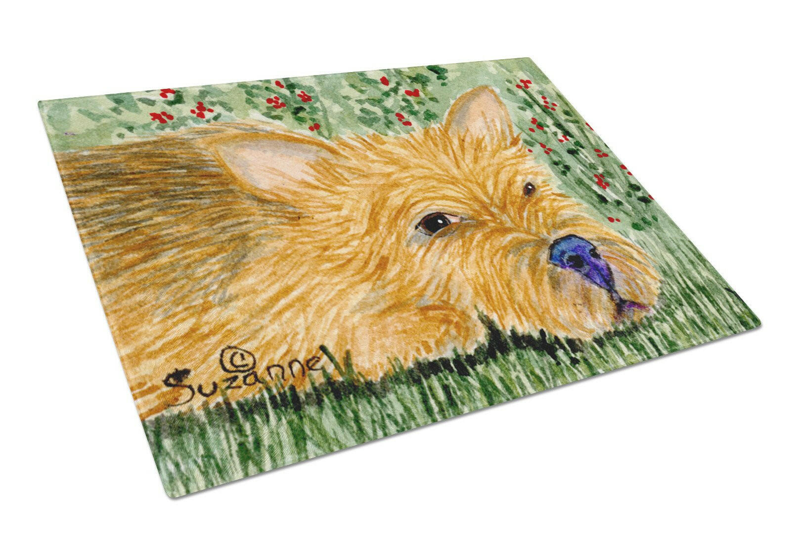 Norwich Terrier Cutting Board Tempered Glass Kitchen Cutting Surface, Heat Resistant Chopping, Non-Slip Feet, Food Prep & Serving
