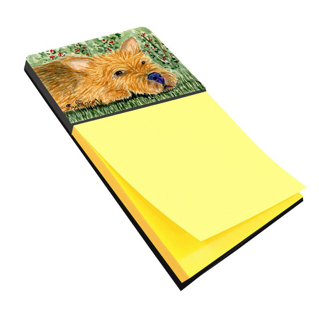 Norwich Terrier Watercolor Sticky Note Holder Refillable Dispenser Desk Accessory 3x3 Pad Gift