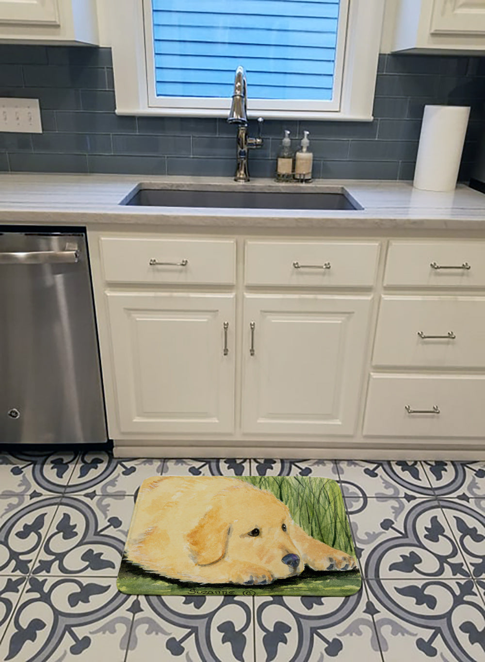 Golden Retriever Memory Foam Kitchen Mat Machine Washable Anti-Fatigue Cushion Comfort Bath or Kitchen Rug