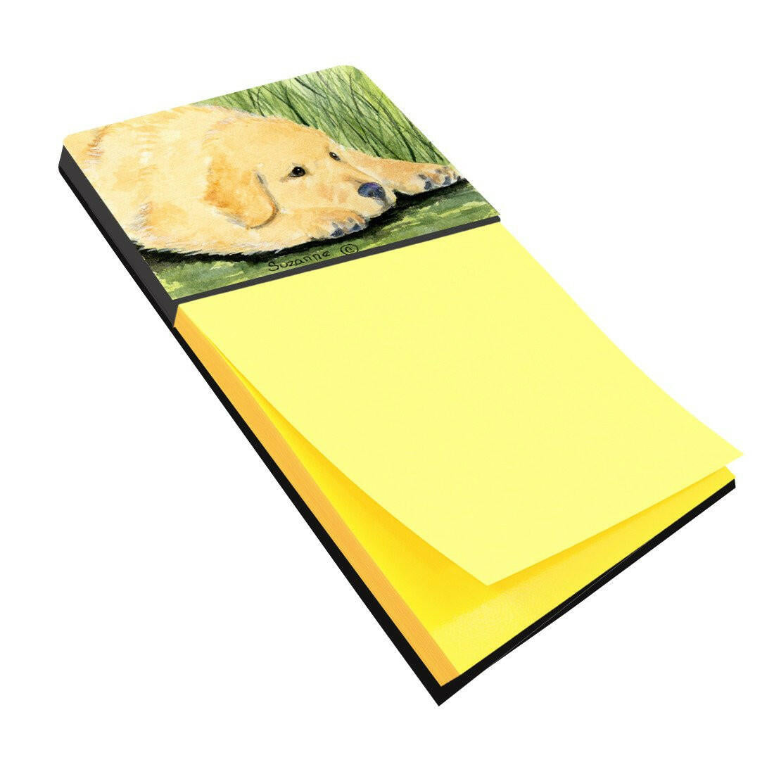 Golden Retriever Watercolor Sticky Note Holder Refillable Dispenser Desk Accessory 3x3 Pad Gift