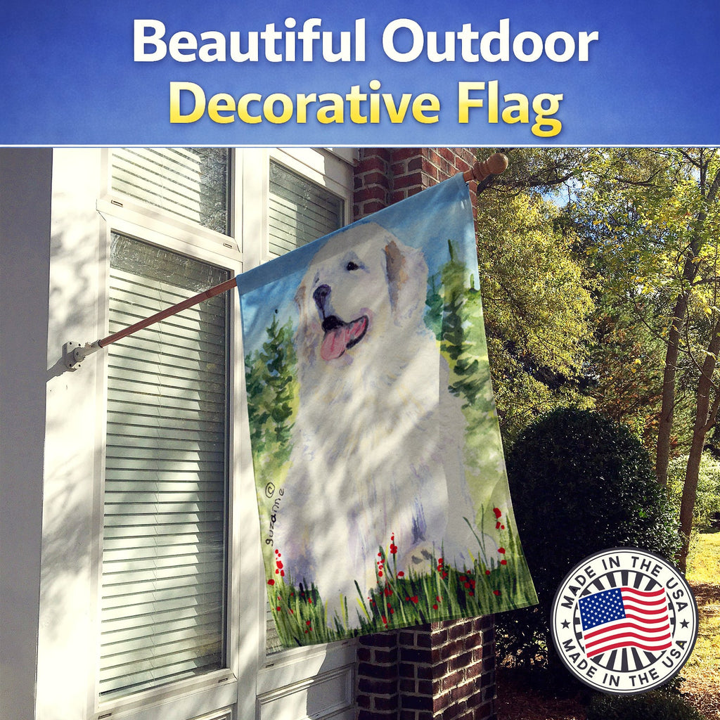 Great Pyrenees House Flag 28x40 Porch Sleeve Pole Decorative Outside Yard Banner Artwork Wall Hanging, Polyester