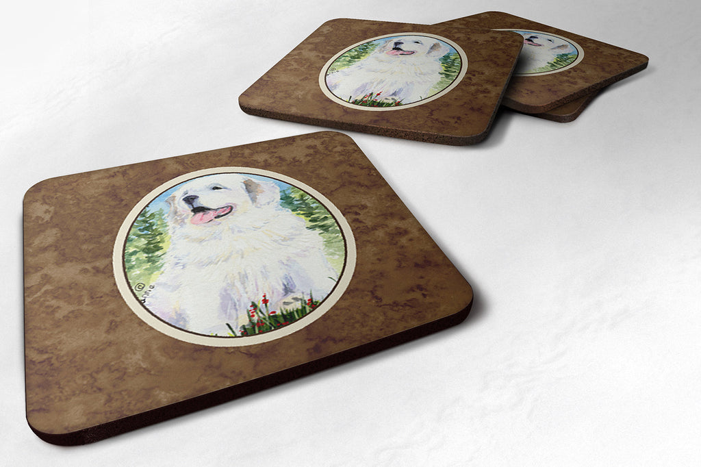 Great Pyrenees Foam Coasters Set of 4 Cup Coasters for Indoor Outdoor, Tabletop Protection, Anti Slip, Mouse pad Material