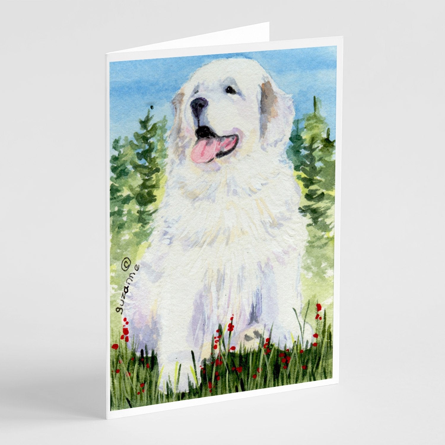 Great Pyrenees Greeting Cards Pack of 8 Blank Cards with Envelopes Whimsical A7 Size 5x7