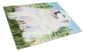 Great Pyrenees Cutting Board Tempered Glass Kitchen Cutting Surface, Heat Resistant Chopping, Non-Slip Feet, Food Prep & Serving