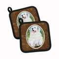 Great Pyrenees Pot Holder Set of 2 Heat Resistant Quilted Hot Pads 7.5 x 7.5 Inch, Insulated Kitchen Trivets for Cooking & Baking