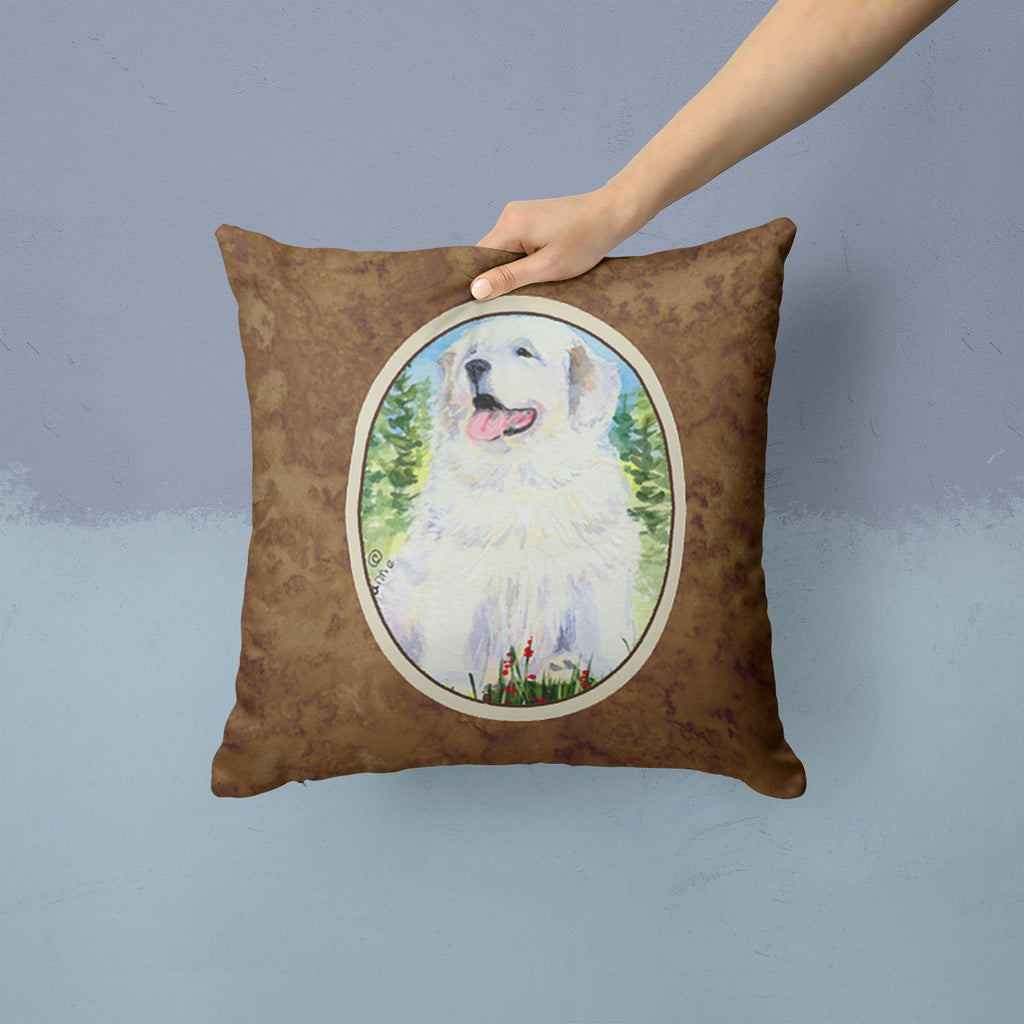 Great Pyrenees Decorative Throw Pillow 14x14 Indoor Outdoor Accent Cushion, Fabric Cover with Insert for Sofa, Bed, Porch & Living Room