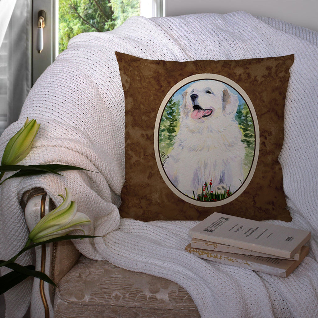 Great Pyrenees Decorative Throw Pillow 14x14 Indoor Outdoor Accent Cushion, Fabric Cover with Insert for Sofa, Bed, Porch & Living Room