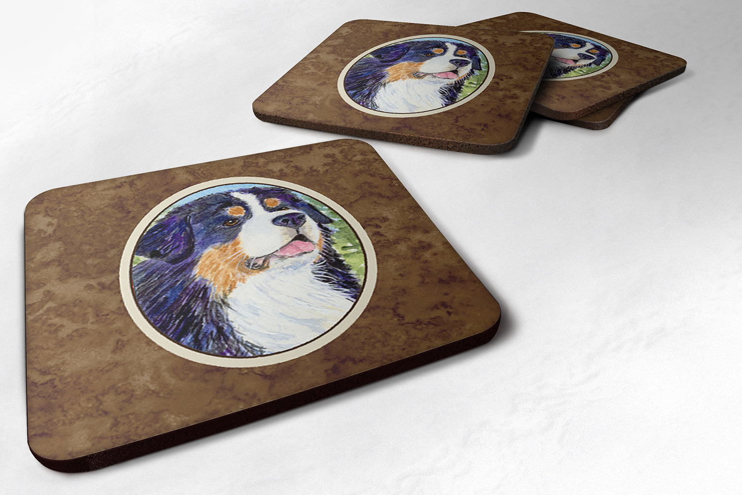Bernese Mountain Dog Foam Coasters Set of 4 Cup Coasters for Indoor Outdoor, Tabletop Protection, Anti Slip, Mouse pad Material