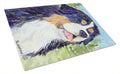 Bernese Mountain Dog Cutting Board Tempered Glass Kitchen Cutting Surface, Heat Resistant Chopping, Non-Slip Feet, Food Prep & Serving