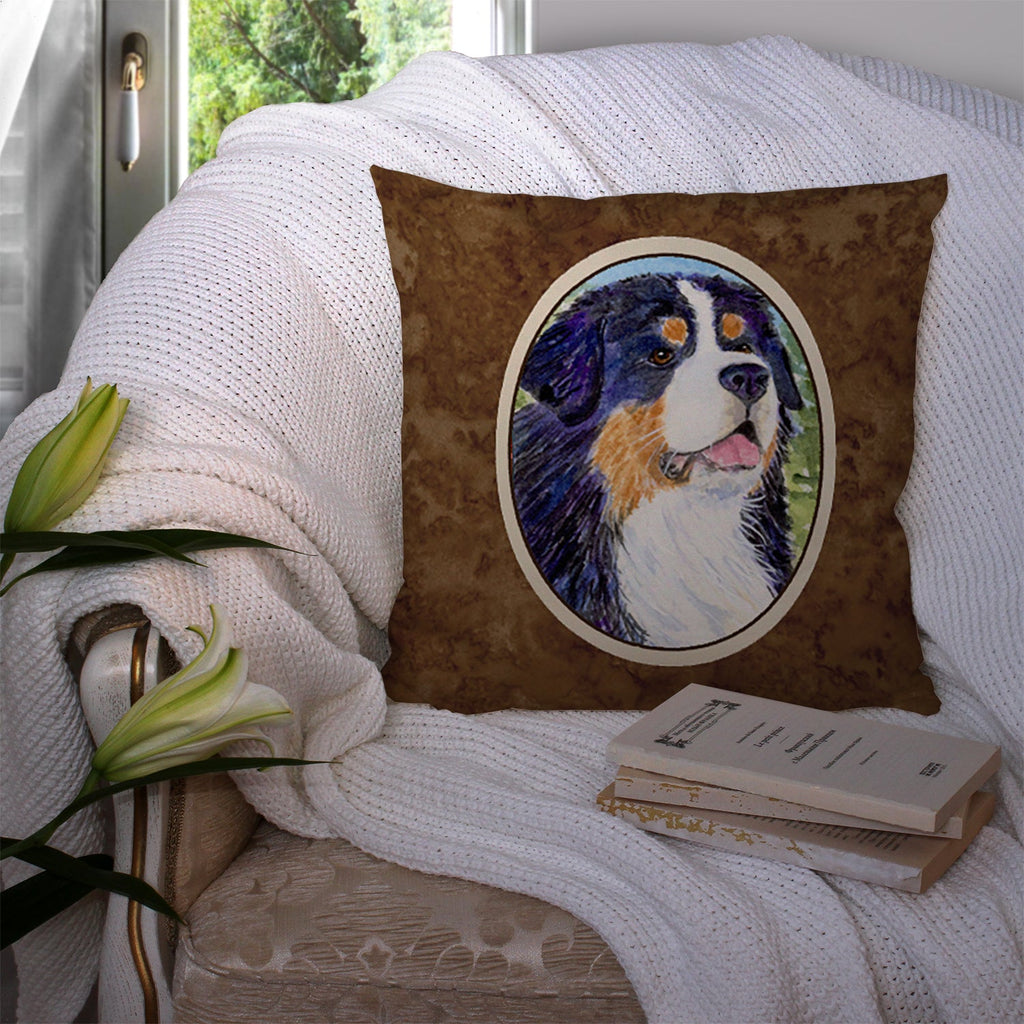 Bernese Mountain Dog Decorative Throw Pillow 14x14 Indoor Outdoor Accent Cushion, Fabric Cover with Insert for Sofa, Bed, Porch & Living Room