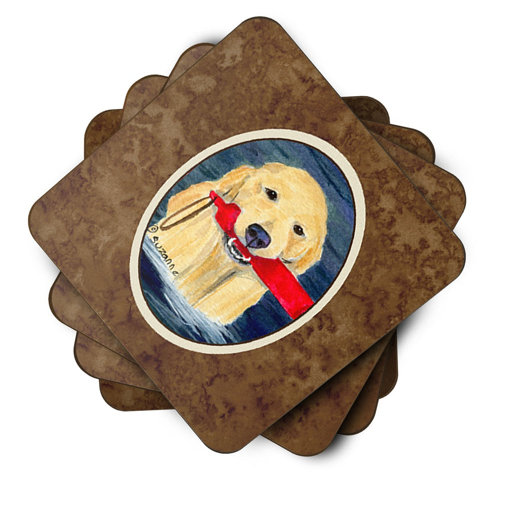Golden Retriever Foam Coasters Set of 4 Cup Coasters for Indoor Outdoor, Tabletop Protection, Anti Slip, Mouse pad Material