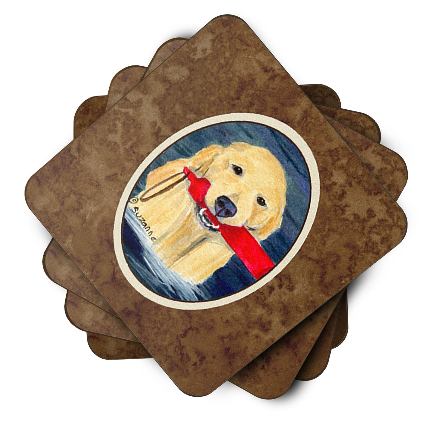 Golden Retriever Foam Coasters Set of 4 Cup Coasters for Indoor Outdoor, Tabletop Protection, Anti Slip, Mouse pad Material