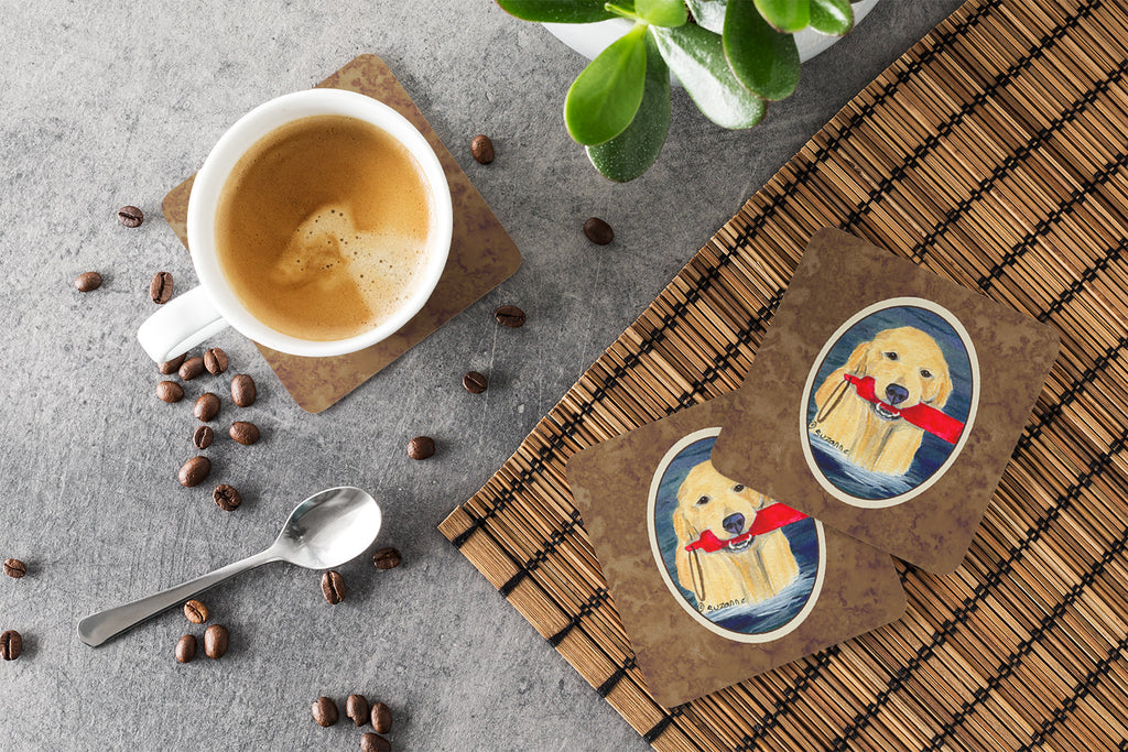 Golden Retriever Foam Coasters Set of 4 Cup Coasters for Indoor Outdoor, Tabletop Protection, Anti Slip, Mouse pad Material