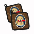 Golden Retriever Pot Holder Set of 2 Heat Resistant Quilted Hot Pads 7.5 x 7.5 Inch, Insulated Kitchen Trivets for Cooking & Baking