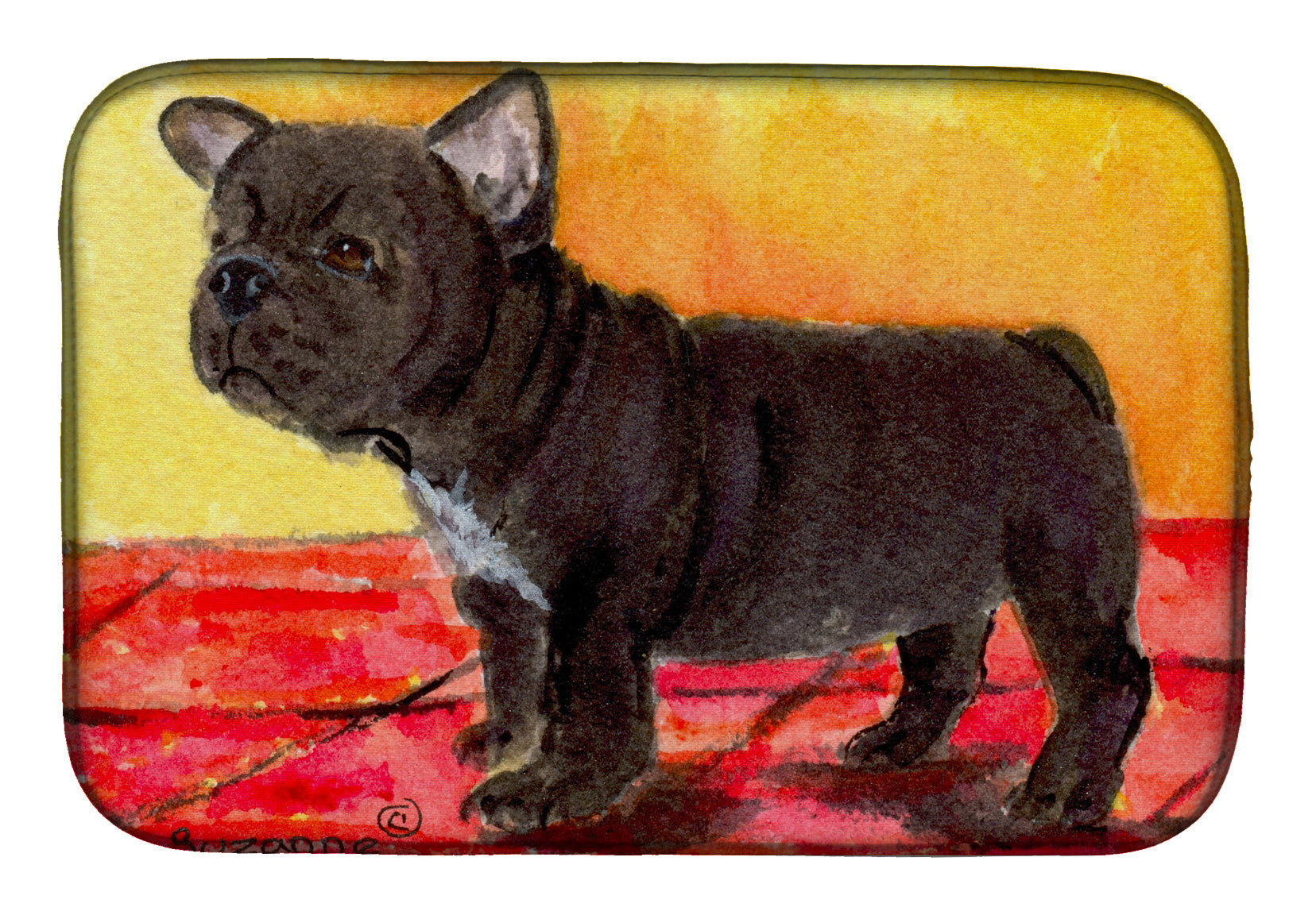 French Bulldog Dish Drying Mat Absorbent Dish Drying Mat Pad for Kitchen Counter Dish Drainer Mat for Countertop, 14 x 21", Multicolor