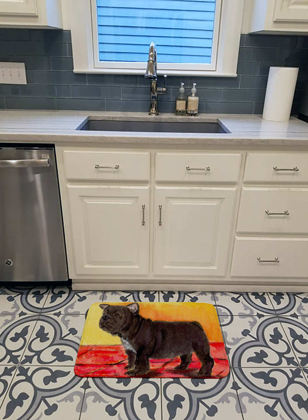 French Bulldog Memory Foam Kitchen Mat Machine Washable Anti-Fatigue Cushion Comfort Bath or Kitchen Rug