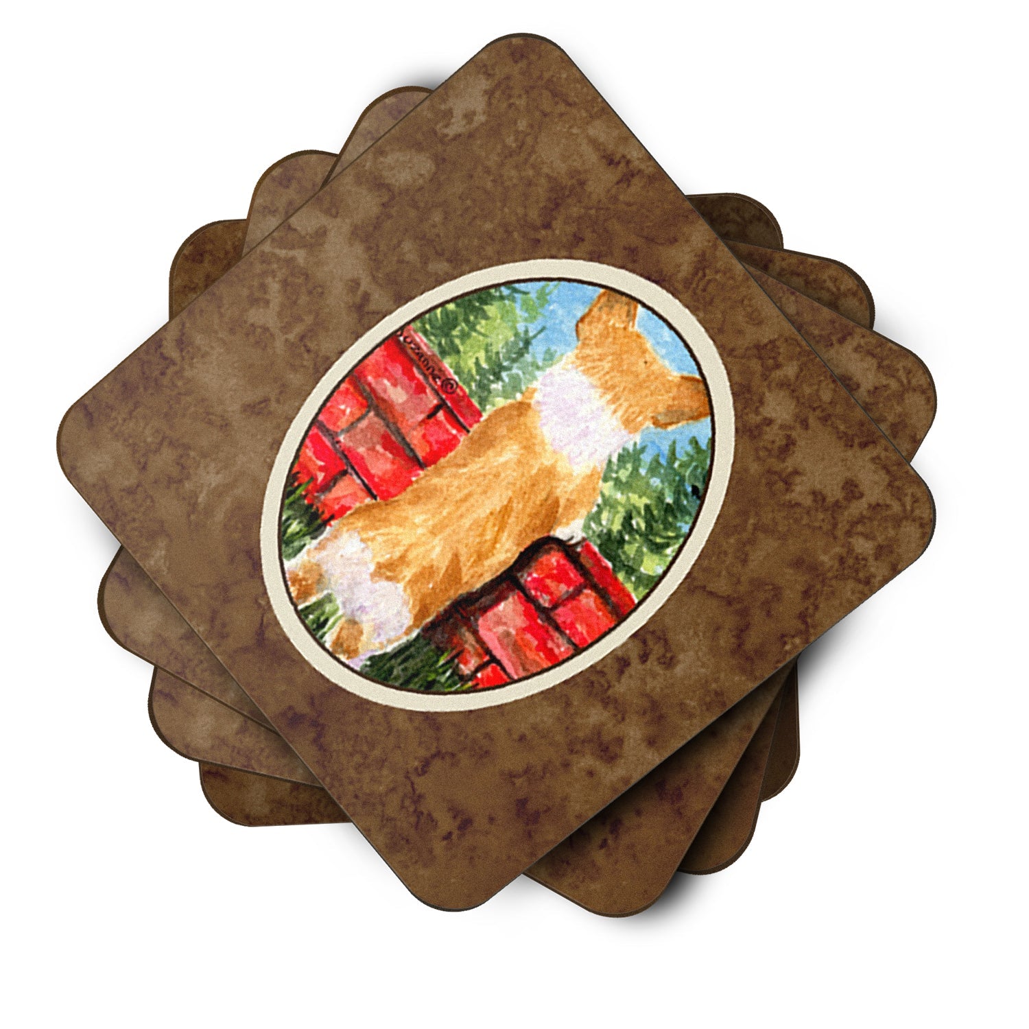 Corgi Foam Coasters Set of 4 Cup Coasters for Indoor Outdoor, Tabletop Protection, Anti Slip, Mouse pad Material