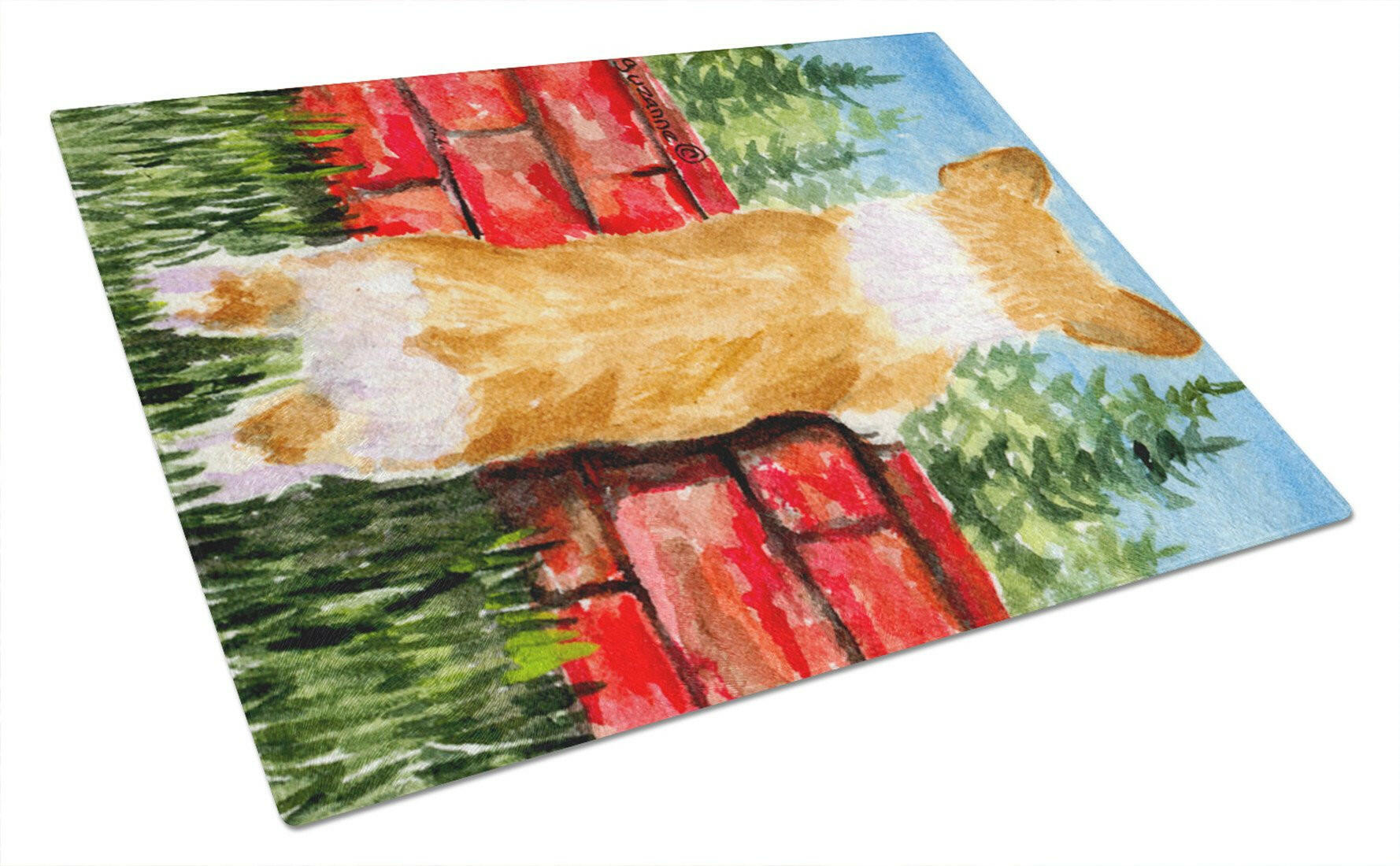 Corgi Cutting Board Tempered Glass Kitchen Cutting Surface, Heat Resistant Chopping, Non-Slip Feet, Food Prep & Serving