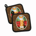 Corgi Pot Holder Set of 2 Heat Resistant Quilted Hot Pads 7.5 x 7.5 Inch, Insulated Kitchen Trivets for Cooking & Baking