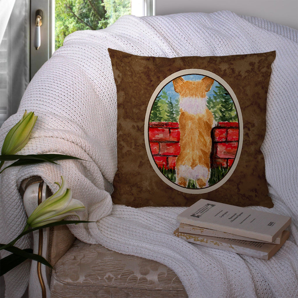 Corgi Decorative Throw Pillow 14x14 Indoor Outdoor Accent Cushion, Fabric Cover with Insert for Sofa, Bed, Porch & Living Room