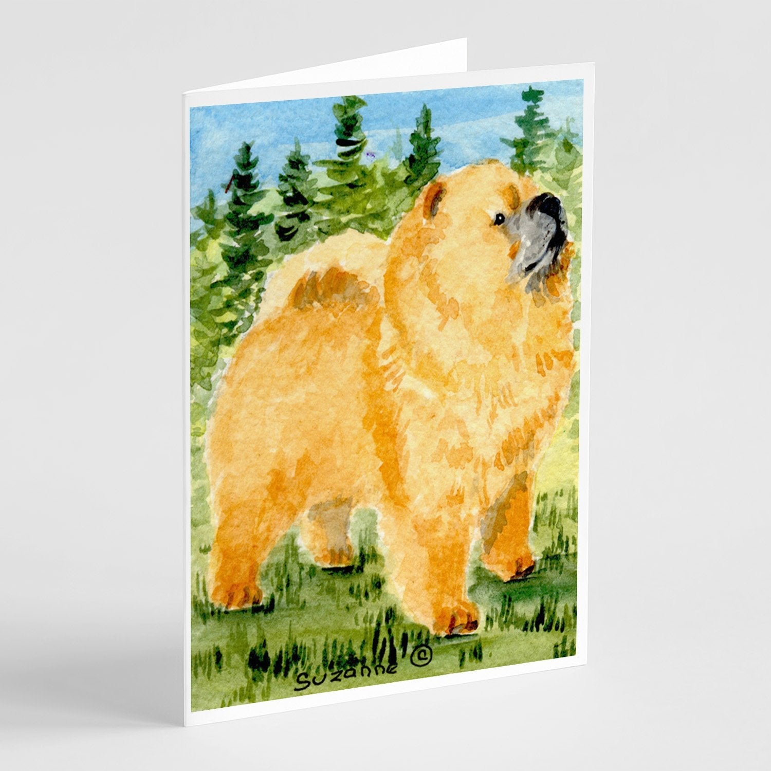 Chow Chow Greeting Cards Pack of 8 Blank Cards with Envelopes Whimsical A7 Size 5x7