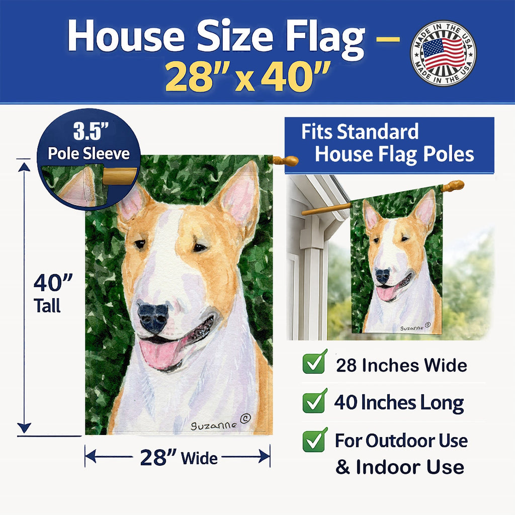 Bull Terrier House Flag 28x40 Porch Sleeve Pole Decorative Outside Yard Banner Artwork Wall Hanging, Polyester