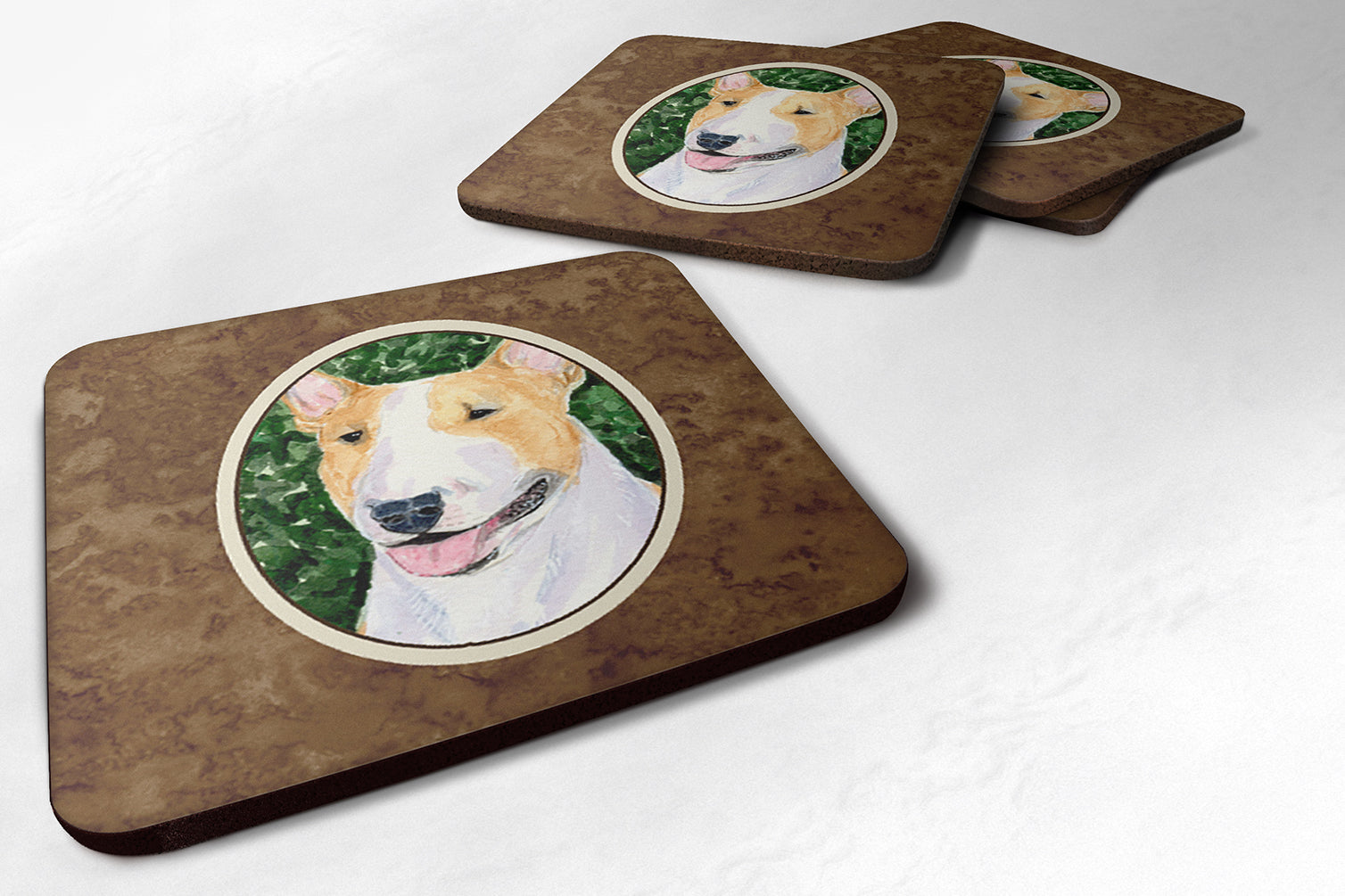 Bull Terrier Foam Coasters Set of 4 Cup Coasters for Indoor Outdoor, Tabletop Protection, Anti Slip, Mouse pad Material