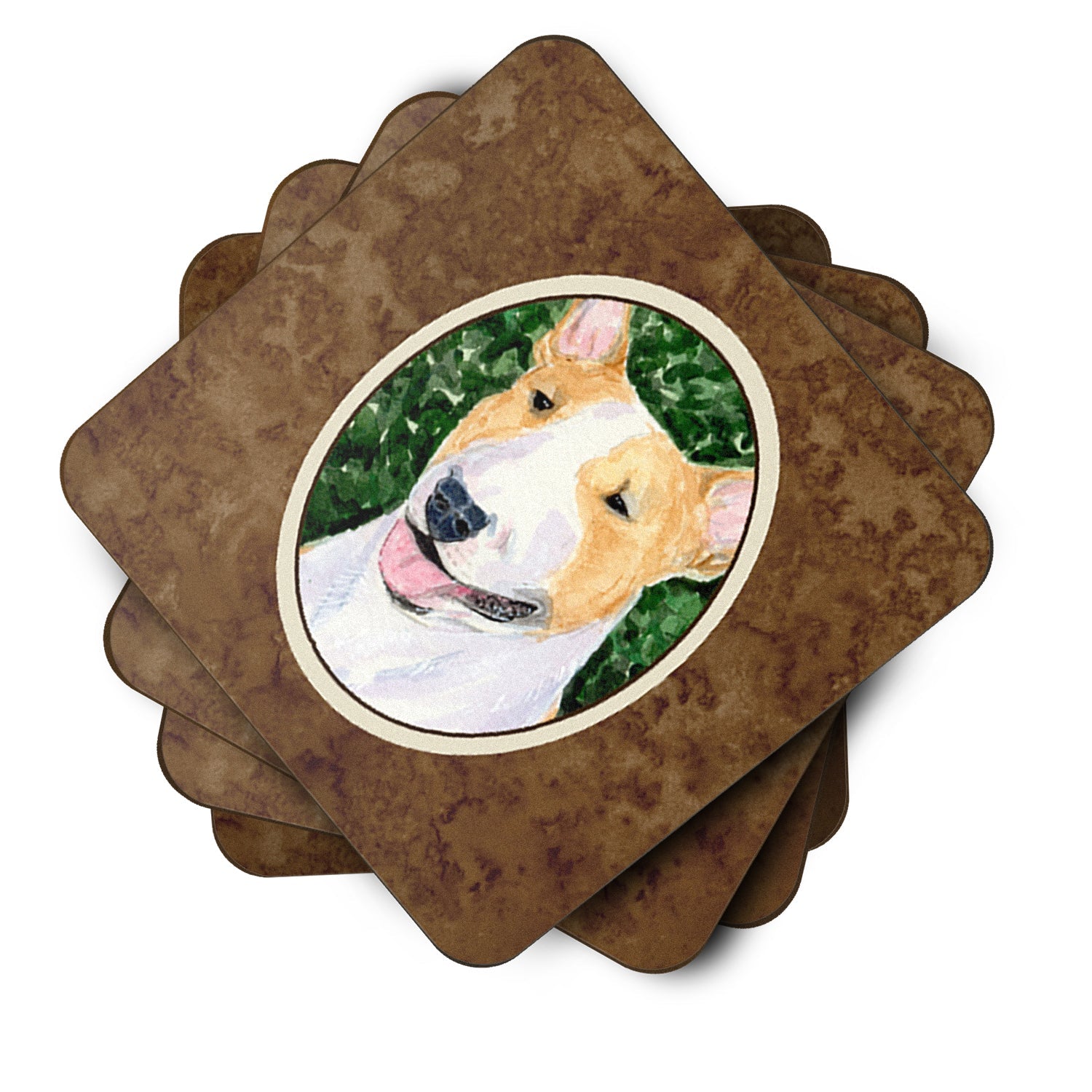 Bull Terrier Foam Coasters Set of 4 Cup Coasters for Indoor Outdoor, Tabletop Protection, Anti Slip, Mouse pad Material