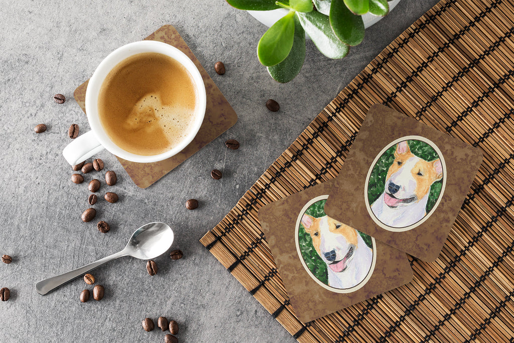 Bull Terrier Foam Coasters Set of 4 Cup Coasters for Indoor Outdoor, Tabletop Protection, Anti Slip, Mouse pad Material