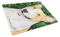 Bull Terrier Cutting Board Tempered Glass Kitchen Cutting Surface, Heat Resistant Chopping, Non-Slip Feet, Food Prep & Serving