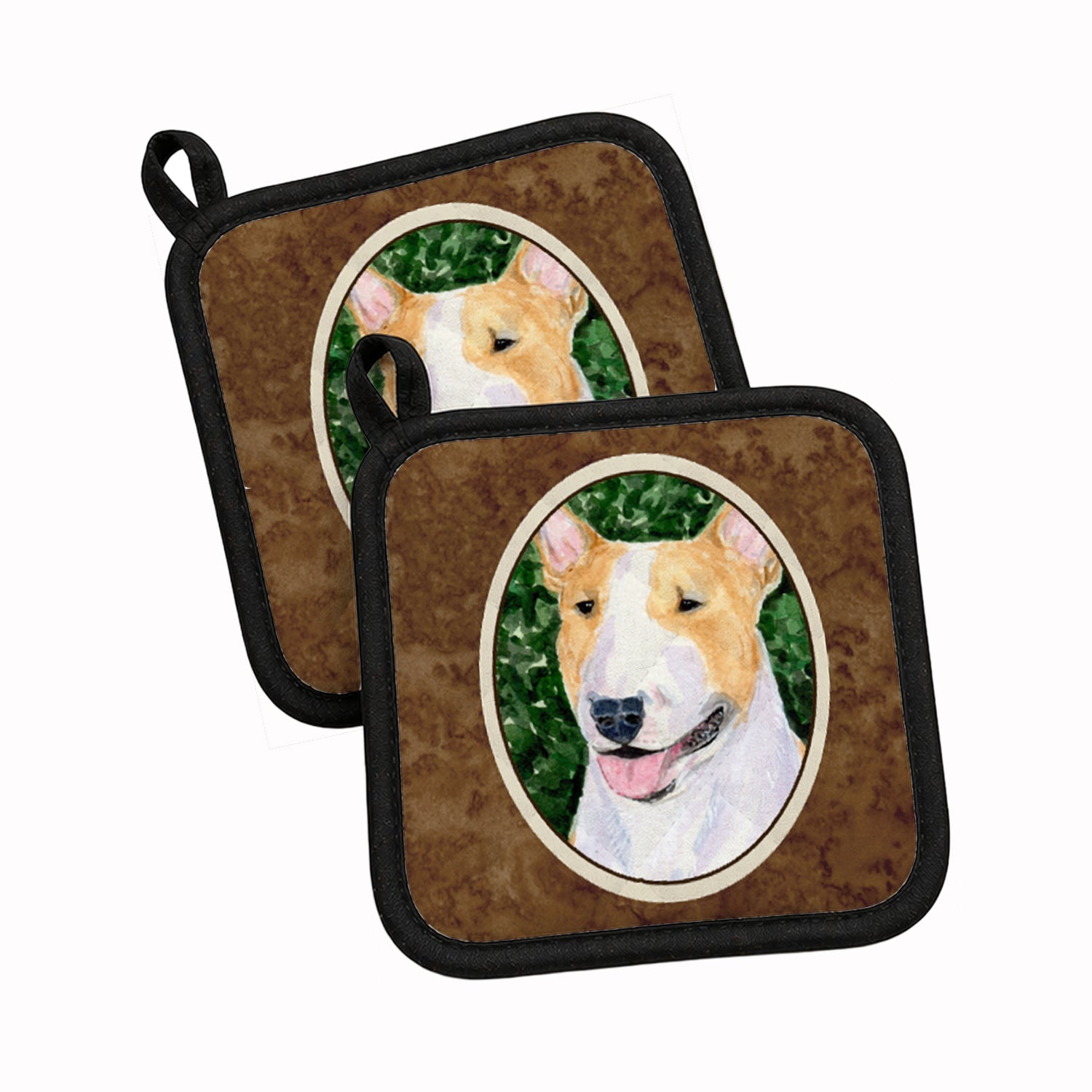 Bull Terrier Pot Holder Set of 2 Heat Resistant Quilted Hot Pads 7.5 x 7.5 Inch, Insulated Kitchen Trivets for Cooking & Baking