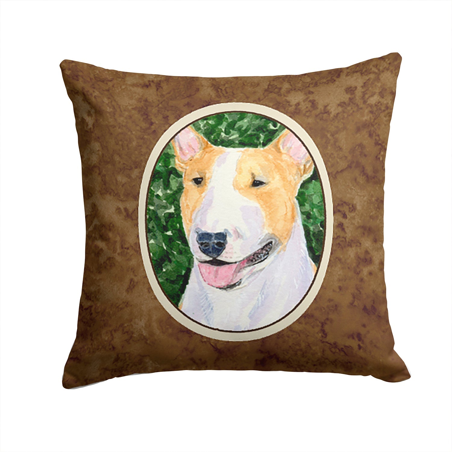 Bull Terrier Decorative Throw Pillow 14x14 Indoor Outdoor Accent Cushion, Fabric Cover with Insert for Sofa, Bed, Porch & Living Room