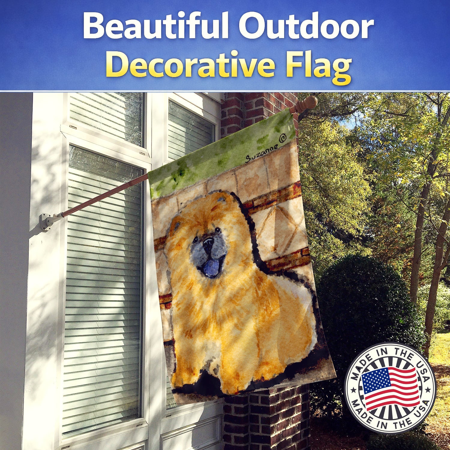Chow Chow House Flag 28x40 Porch Sleeve Pole Decorative Outside Yard Banner Artwork Wall Hanging, Polyester