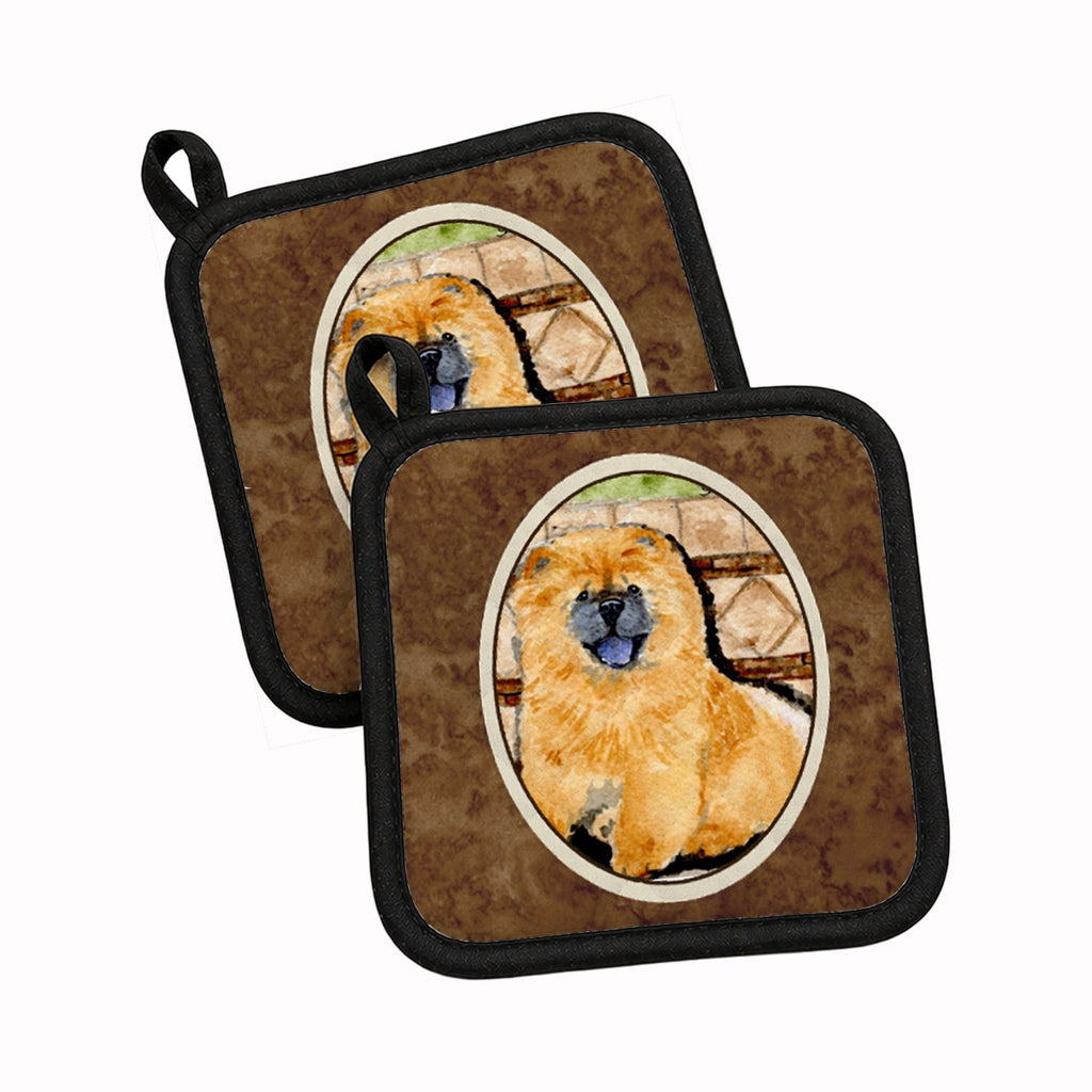 Chow Chow Pot Holder Set of 2 Heat Resistant Quilted Hot Pads 7.5 x 7.5 Inch, Insulated Kitchen Trivets for Cooking & Baking