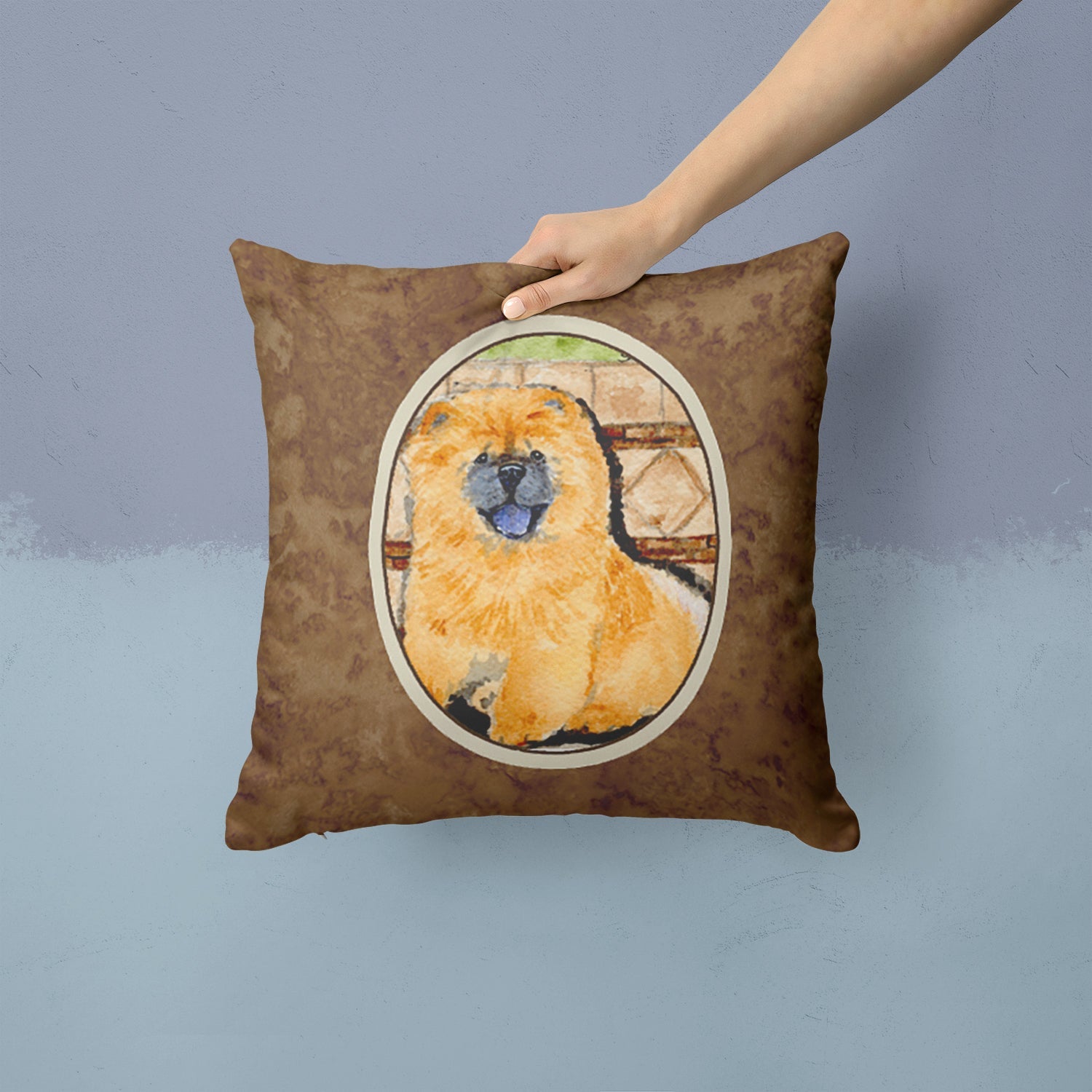 Chow Chow Decorative Throw Pillow 14x14 Indoor Outdoor Accent Cushion, Fabric Cover with Insert for Sofa, Bed, Porch & Living Room