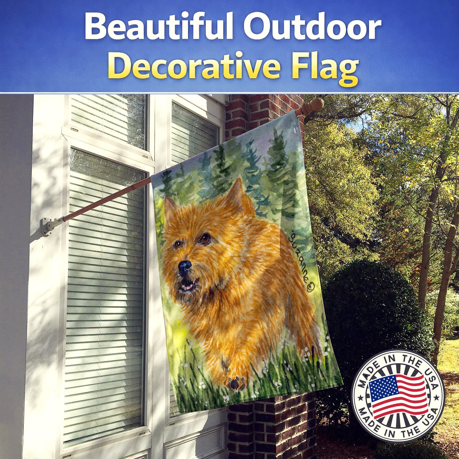 Norwich Terrier House Flag 28x40 Porch Sleeve Pole Decorative Outside Yard Banner Artwork Wall Hanging, Polyester