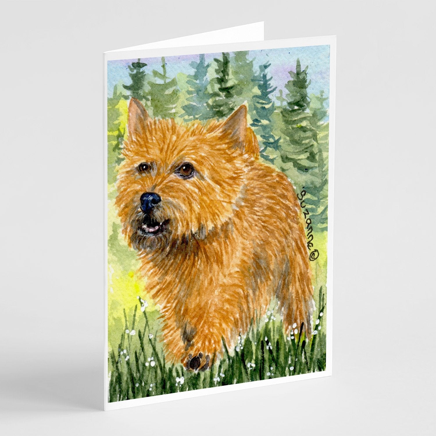 Norwich Terrier Greeting Cards Pack of 8 Blank Cards with Envelopes Whimsical A7 Size 5x7