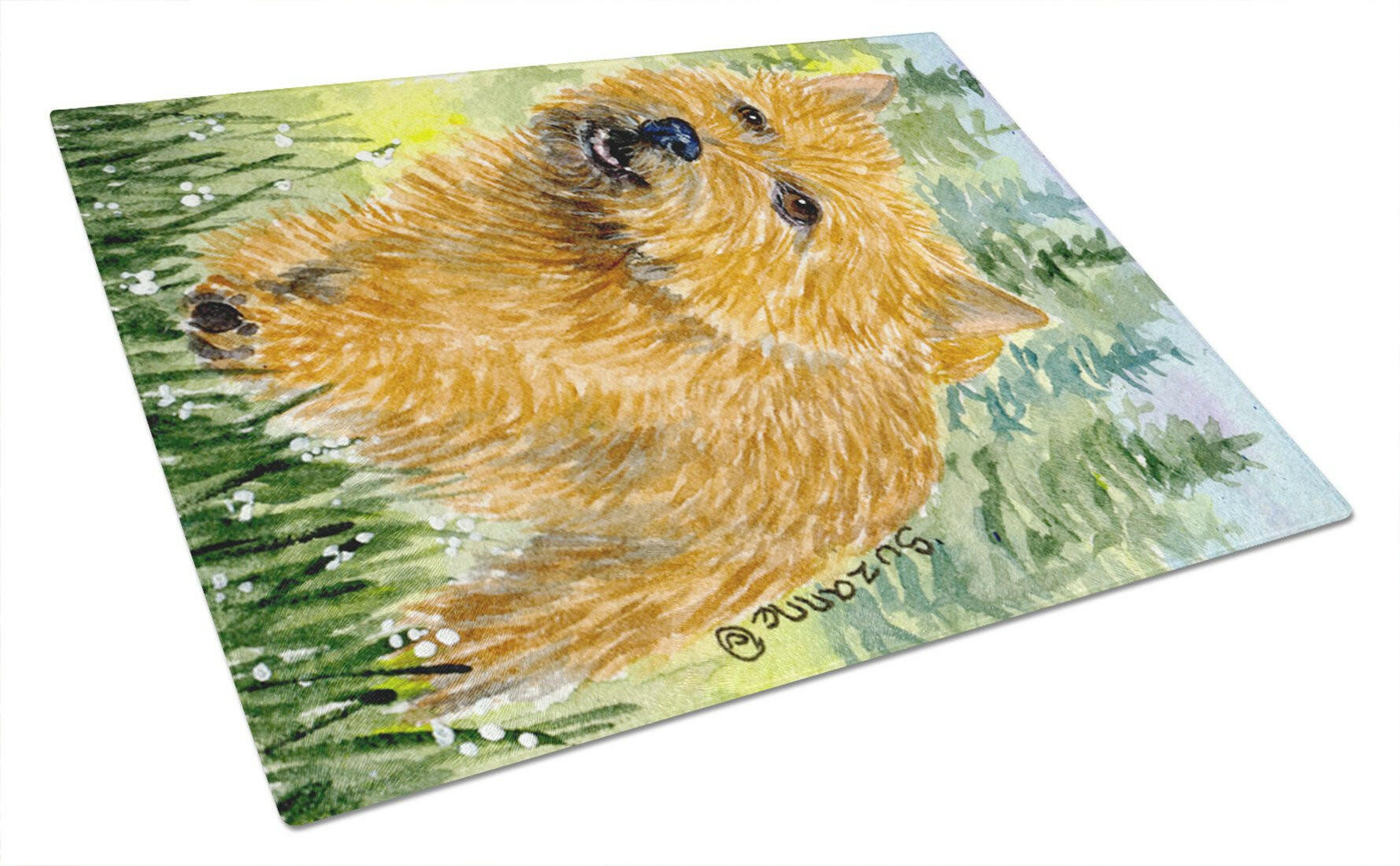 Norwich Terrier Cutting Board Tempered Glass Kitchen Cutting Surface, Heat Resistant Chopping, Non-Slip Feet, Food Prep & Serving