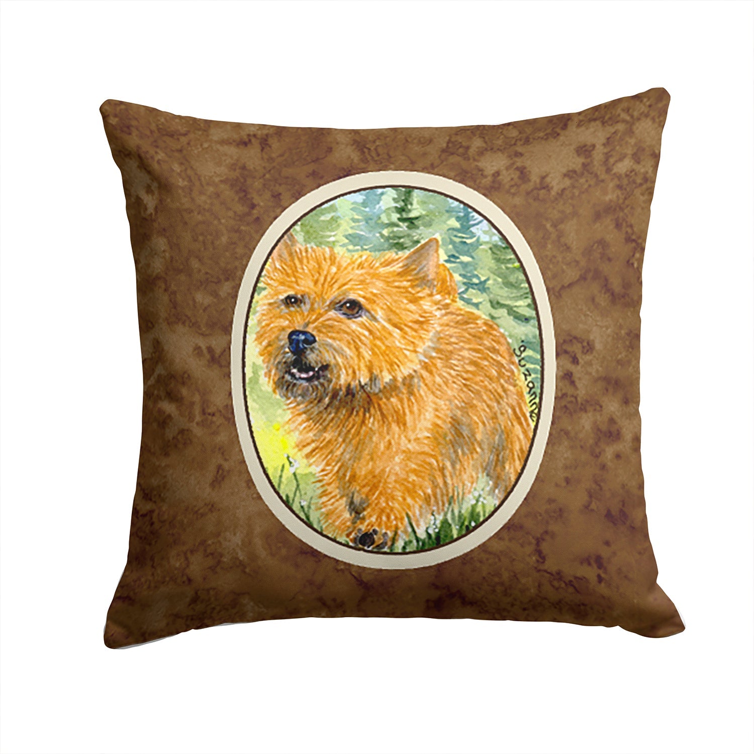 Norwich Terrier Decorative Throw Pillow 14x14 Indoor Outdoor Accent Cushion, Fabric Cover with Insert for Sofa, Bed, Porch & Living Room