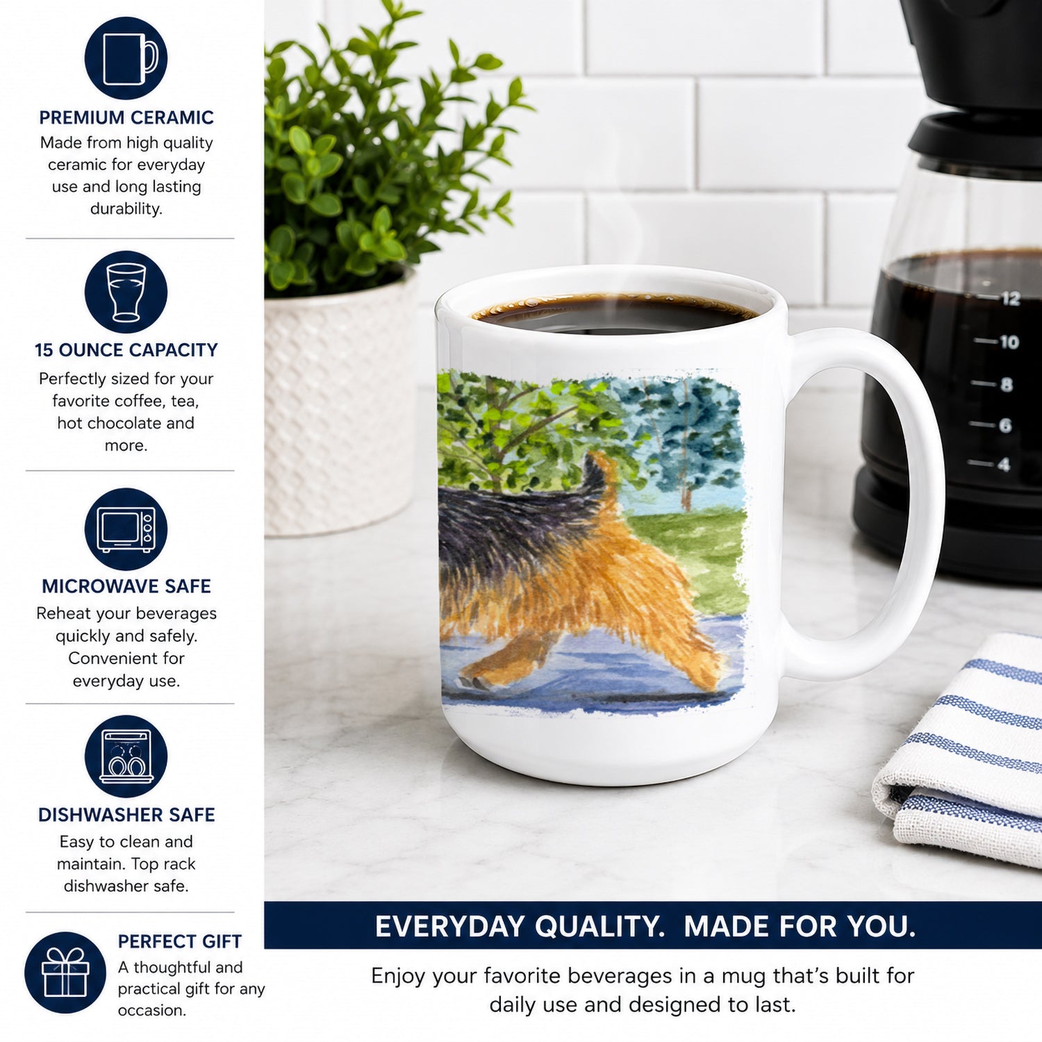 Norwich Terrier Ceramic Coffee Mug 15 oz Decorative Large C Handle Mug Cup for Tea, Cocoa Hot Chocolate