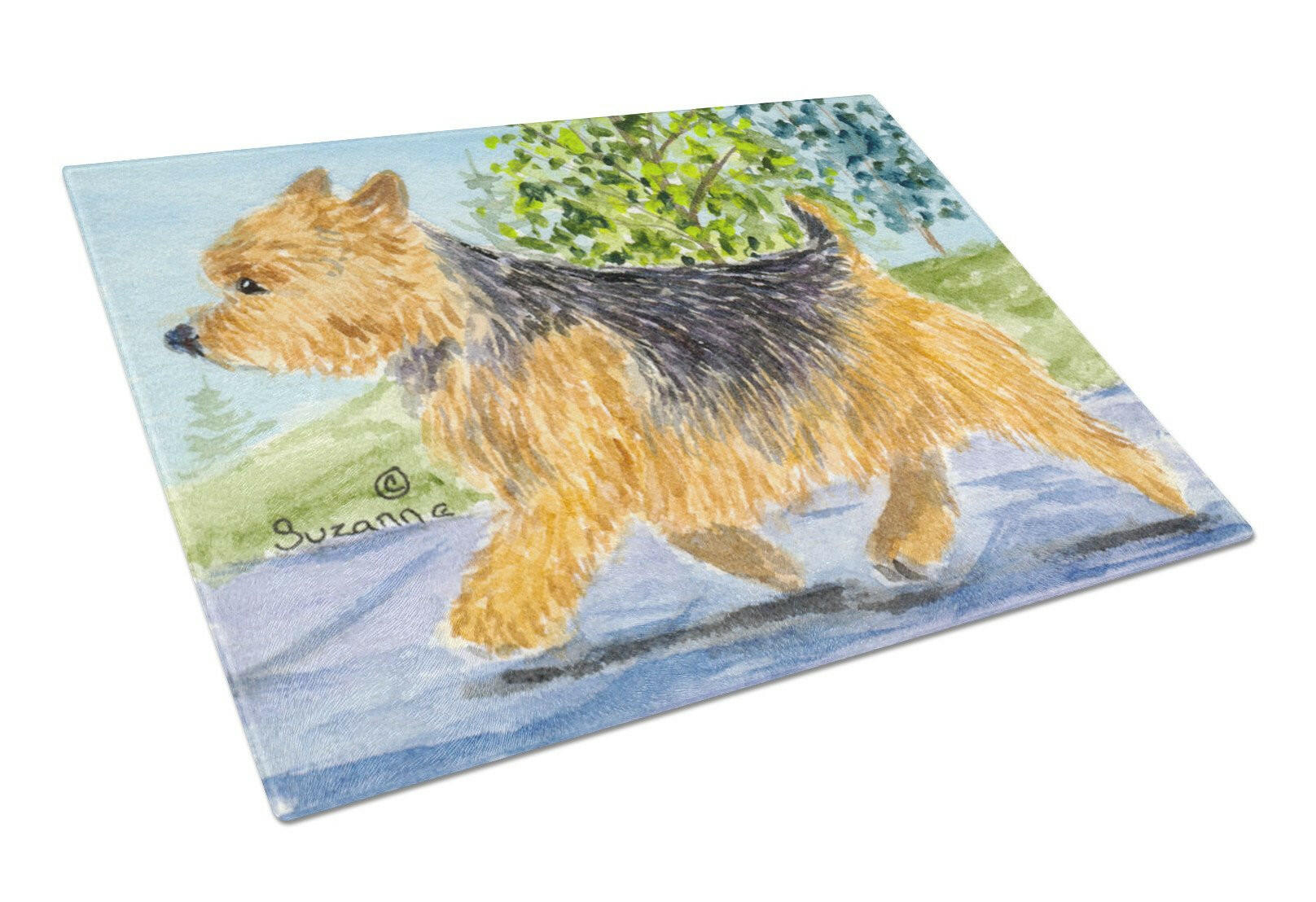 Norwich Terrier Cutting Board Tempered Glass Kitchen Cutting Surface, Heat Resistant Chopping, Non-Slip Feet, Food Prep & Serving