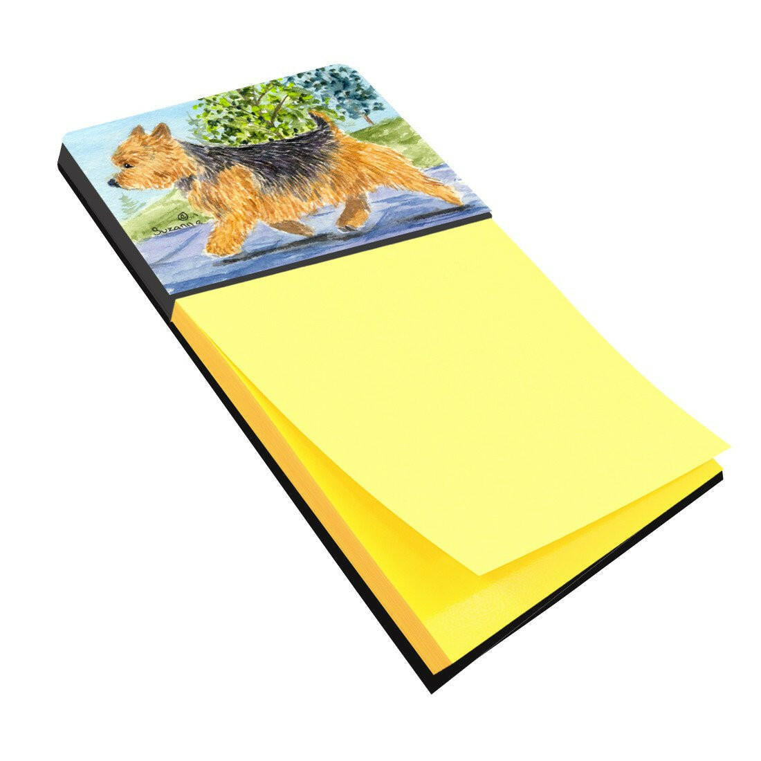 Norwich Terrier Watercolor Sticky Note Holder Refillable Dispenser Desk Accessory 3x3 Pad Gift