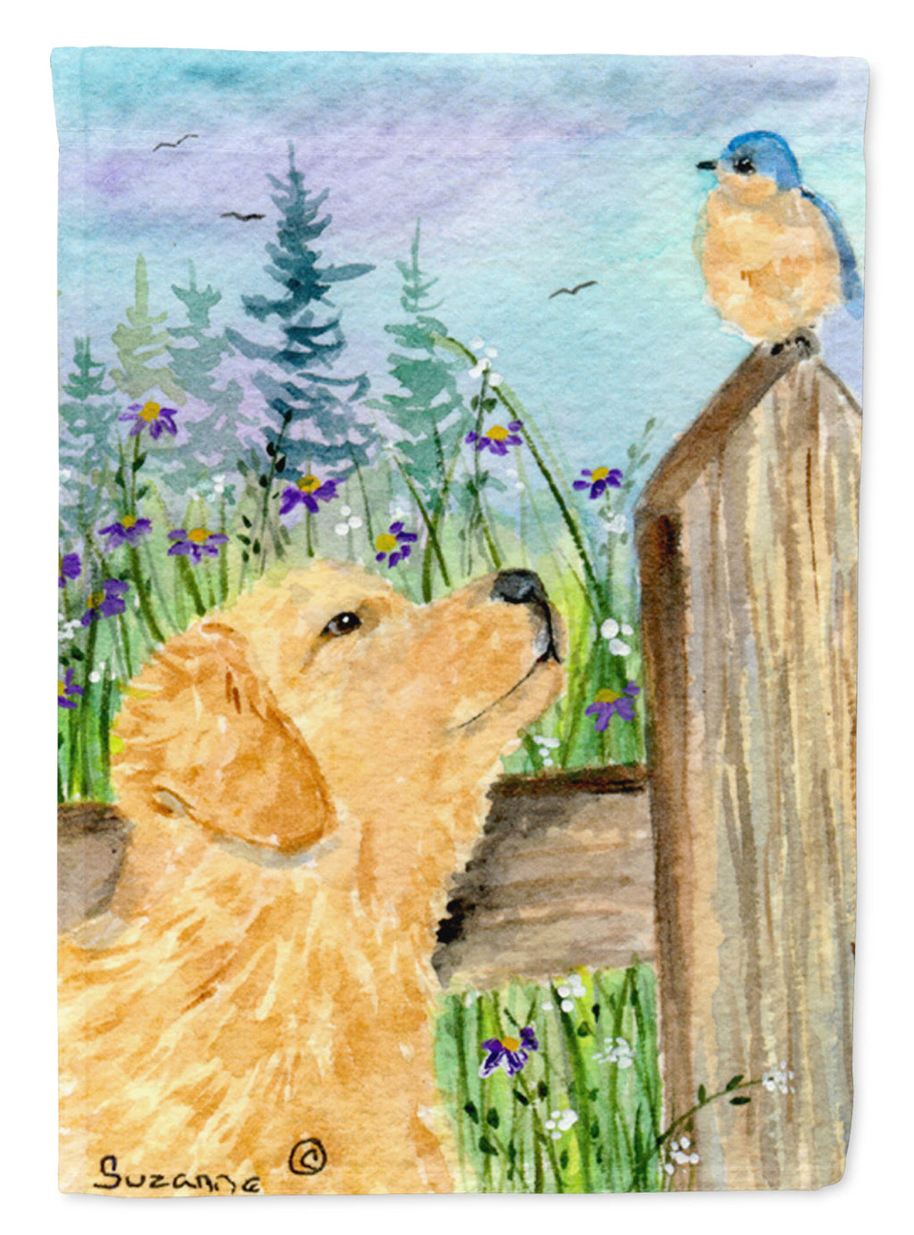 Golden Retriever House Flag 28x40 Porch Sleeve Pole Decorative Outside Yard Banner Artwork Wall Hanging, Polyester
